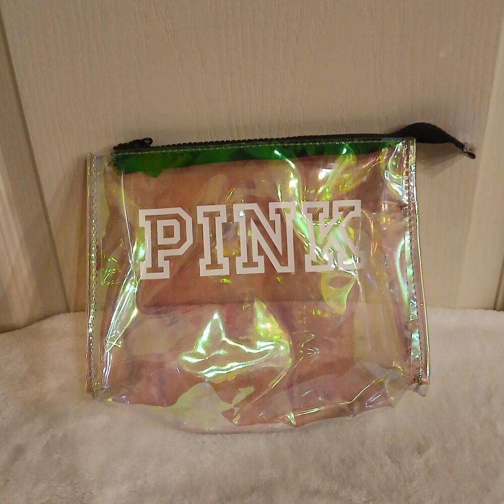 Victoria's Secret PINK iridescent clear makeup bag